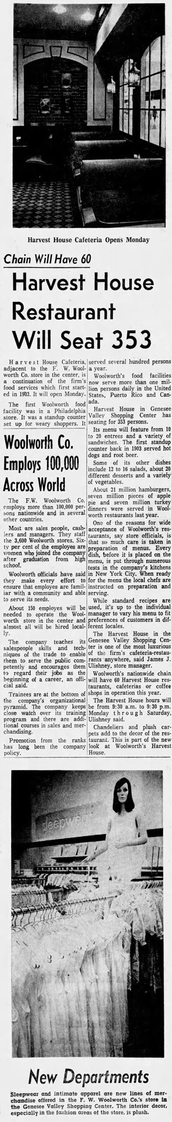 Harvest House Cafeteria - Aug 11 1970 Article (newer photo)